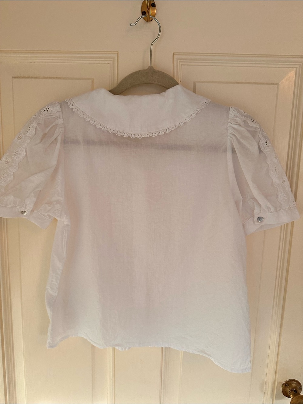 Joie White Cotton Eyelet Lace Peter Pan Collar Blouse Top XS - Picture 2 of 6